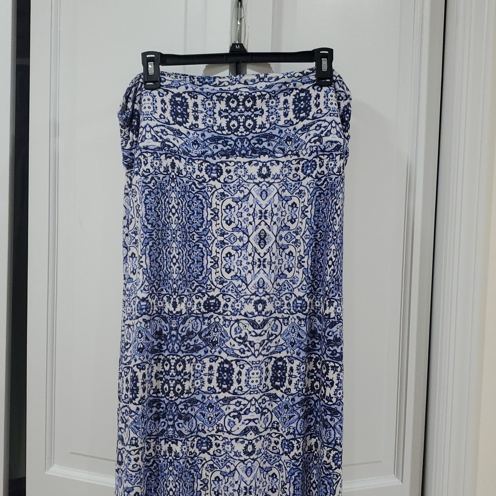 Cynthia Rowley Blue and White Printed Maxi Skirt